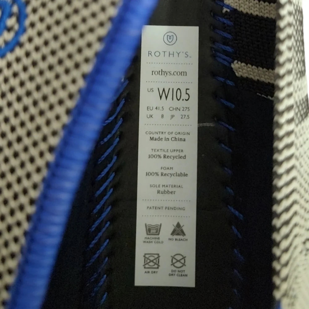 NEW Rothy's The Point Inverse Stripe Gray & Multicolor Flats Women's Size 10.5 - Picture 5 of 11